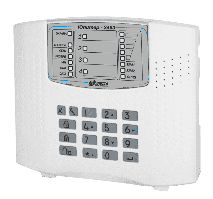 УОО "Юпитер-2463" Прибор для охраны объектов с передачей извещений по каналам Ethernet/Wi-Fi и GSM.