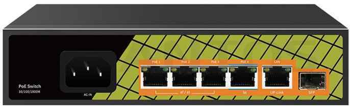 TSn-4GP6G1S1 PoE коммутатор 4x1000 Мбит/с PoE порта + 1 порт 1000Мбит/с (