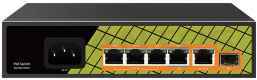 TSn-4GP6G1S1 PoE коммутатор 4x1000 Мбит/с PoE порта + 1 порт 1000Мбит/с (