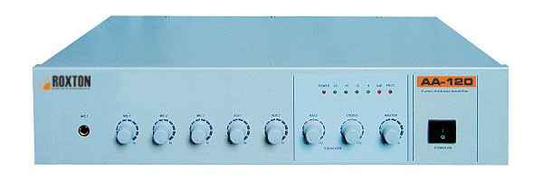 АА-120  Усилитель 120 Вт;  100В/70В/4-16 Ом, 1+2 микроф./2 лин. входа, 1 лин. выход; ~220В; 