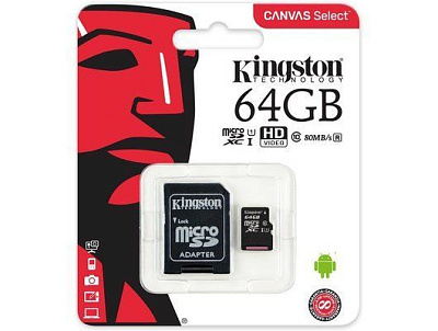 Карта памяти Kingston microSD 64Gb Class10  купить по выгодным ценам в г. Тюмень