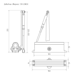 Доводчик дверной LONEX 330 (от 50 до 120 кг) (коричневый) морозостойкий (1)