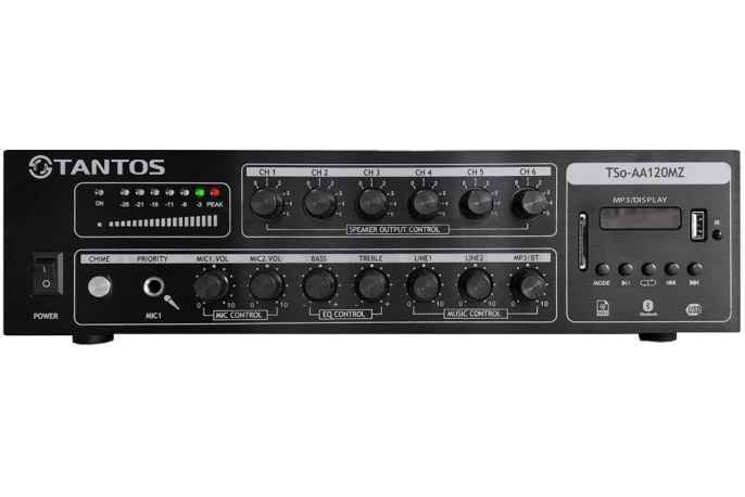 TSo-AA120MZ Компактный трансляционный микшер-усилитель 120 Вт, 6 зон, 100В, USB, SD карта, FM-тюнер,